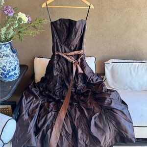 Stunning Vintage Chocolate Brown Evening Gown by Watters & Watters Made in USA